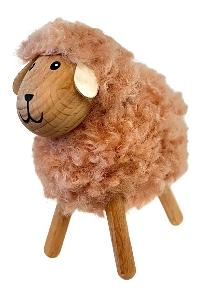 Får H11cm træ/polyester rosa