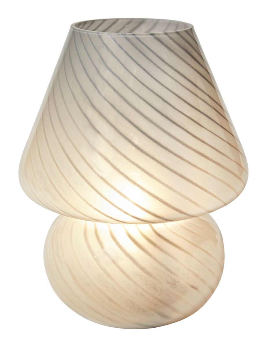 Bordlampe til batteri glas strib grå Ø17xH21,5 cm.