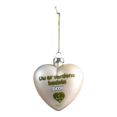 Hjerteophæng glas 8 cm. bror champagne