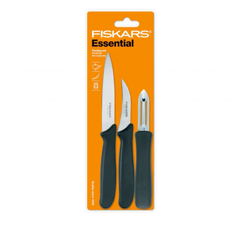 Fiskars Essential Urtekniv/skrællekniv sæt med 3 dele