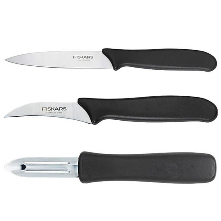 Fiskars Essential Urtekniv/skrællekniv sæt med 3 dele
