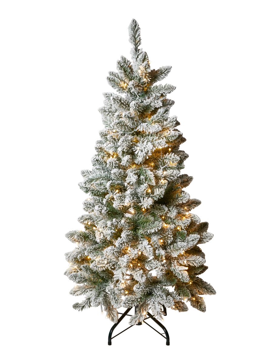 Juletræ med sne og lys 180 cm. 500 LED