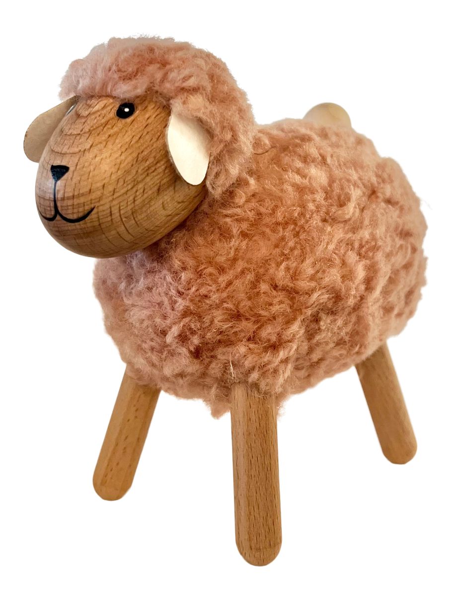 Får H15cm træ/polyester rosa