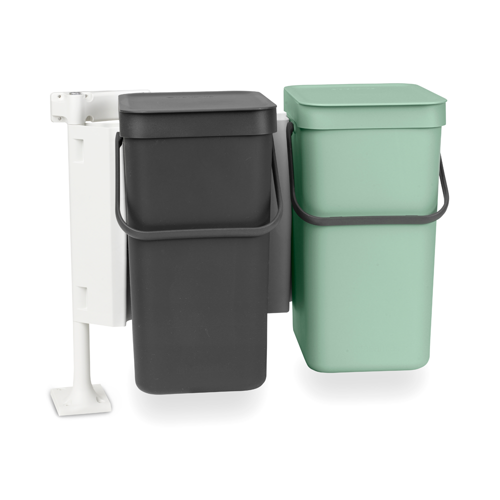 Affaldssortering indbygningssystem 2x12l Grey/Jade Green