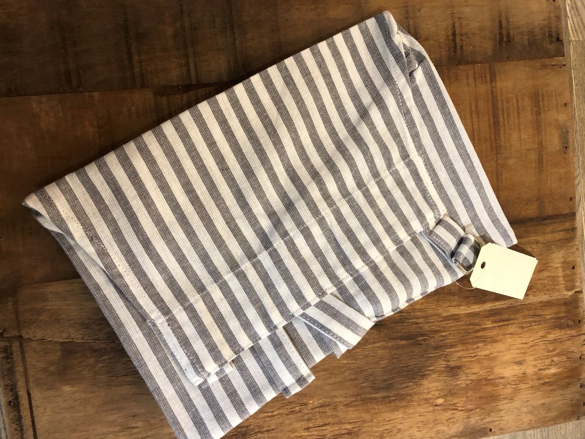 Grillforklæde med lomme strib grå