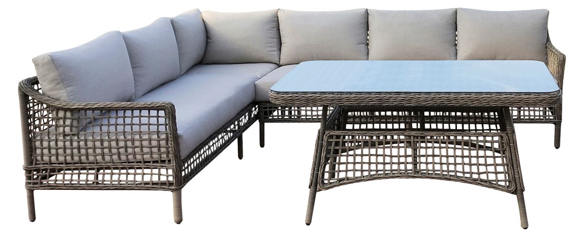 Chester Loungesæt hjørnesofa brun/sand inkl. vandtætte hynder