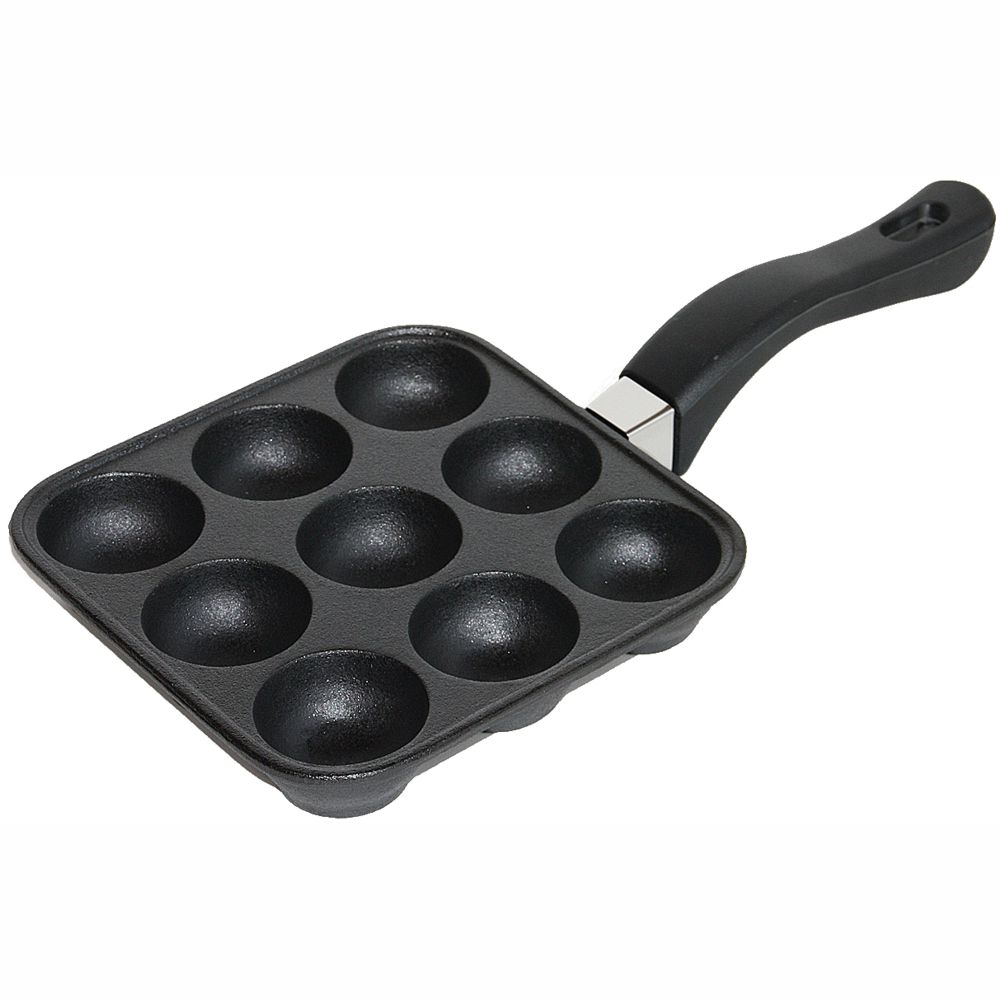 Æbleskivepande med 9 huller i støbejern - til alle komfurtyper