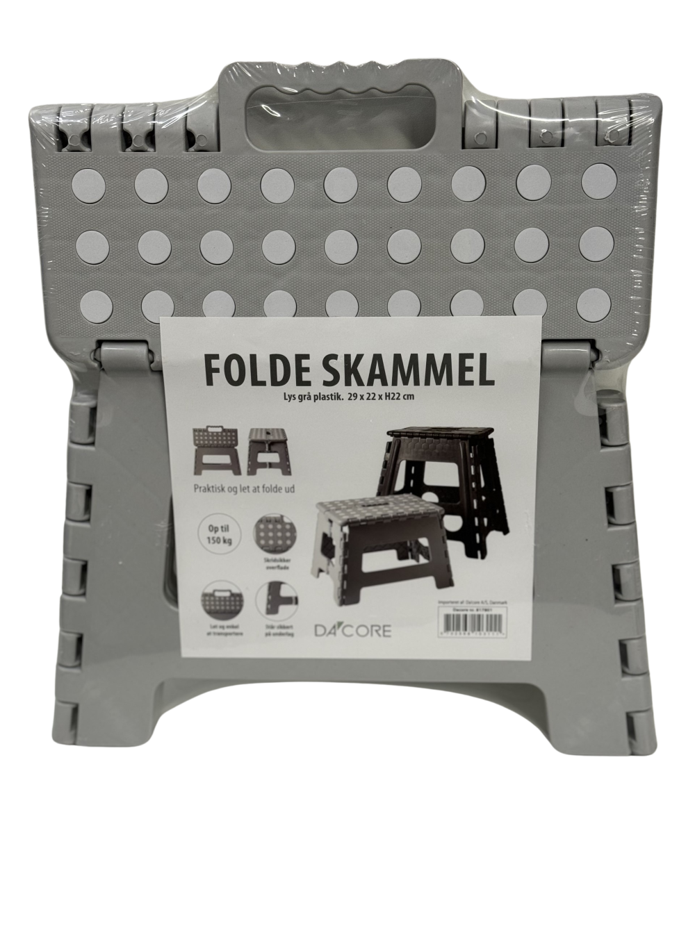 Skammel foldbar med dots 29x22x22 cm plast grå