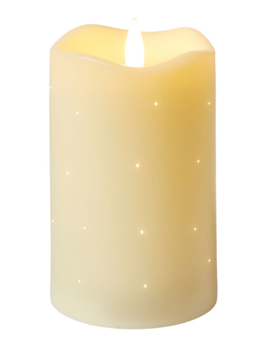 Da'core LED bloklys Twinkle Ø7,5 H12,5 cm. 6/18 timer plast hvid