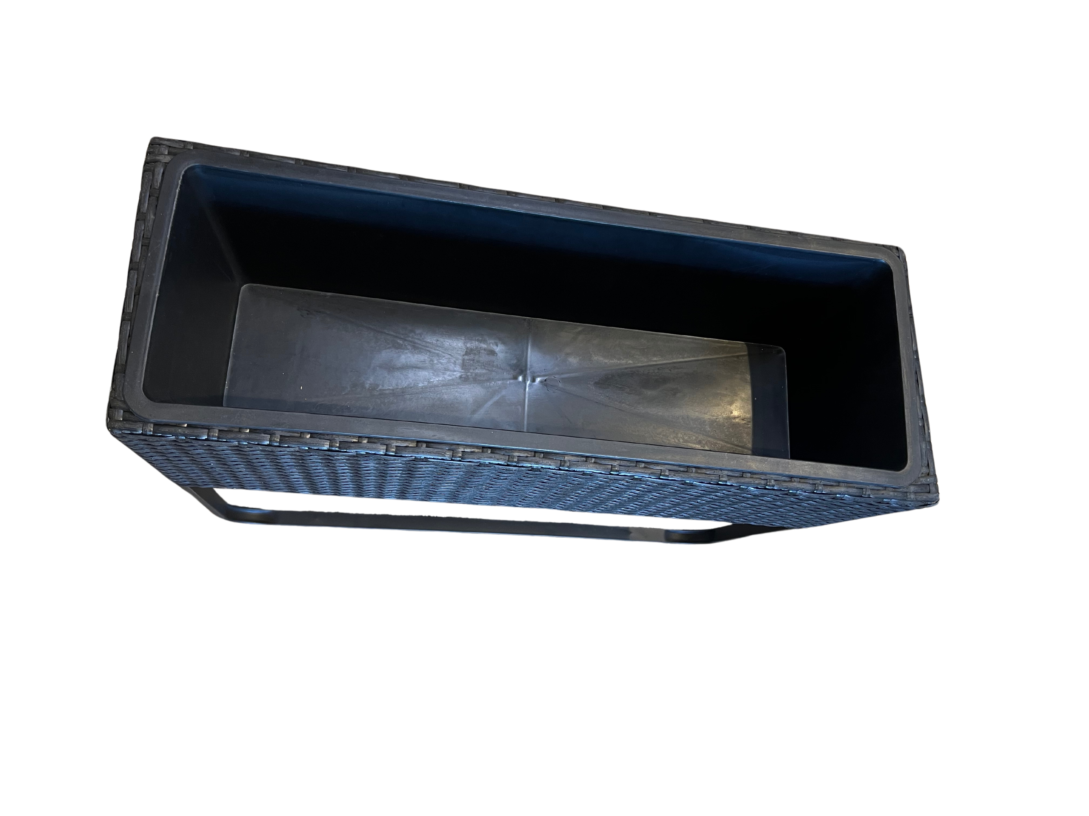 Plantekasse med ben polyrattan flet 60x20x50 cm sort