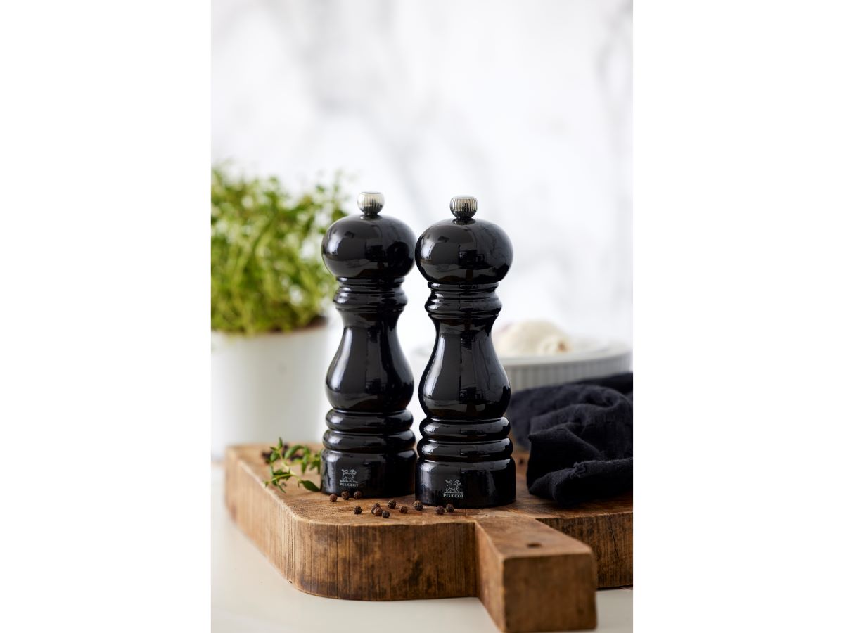 Salt- og peberkværnsæt Paris 18 cm Sort lak Bøg