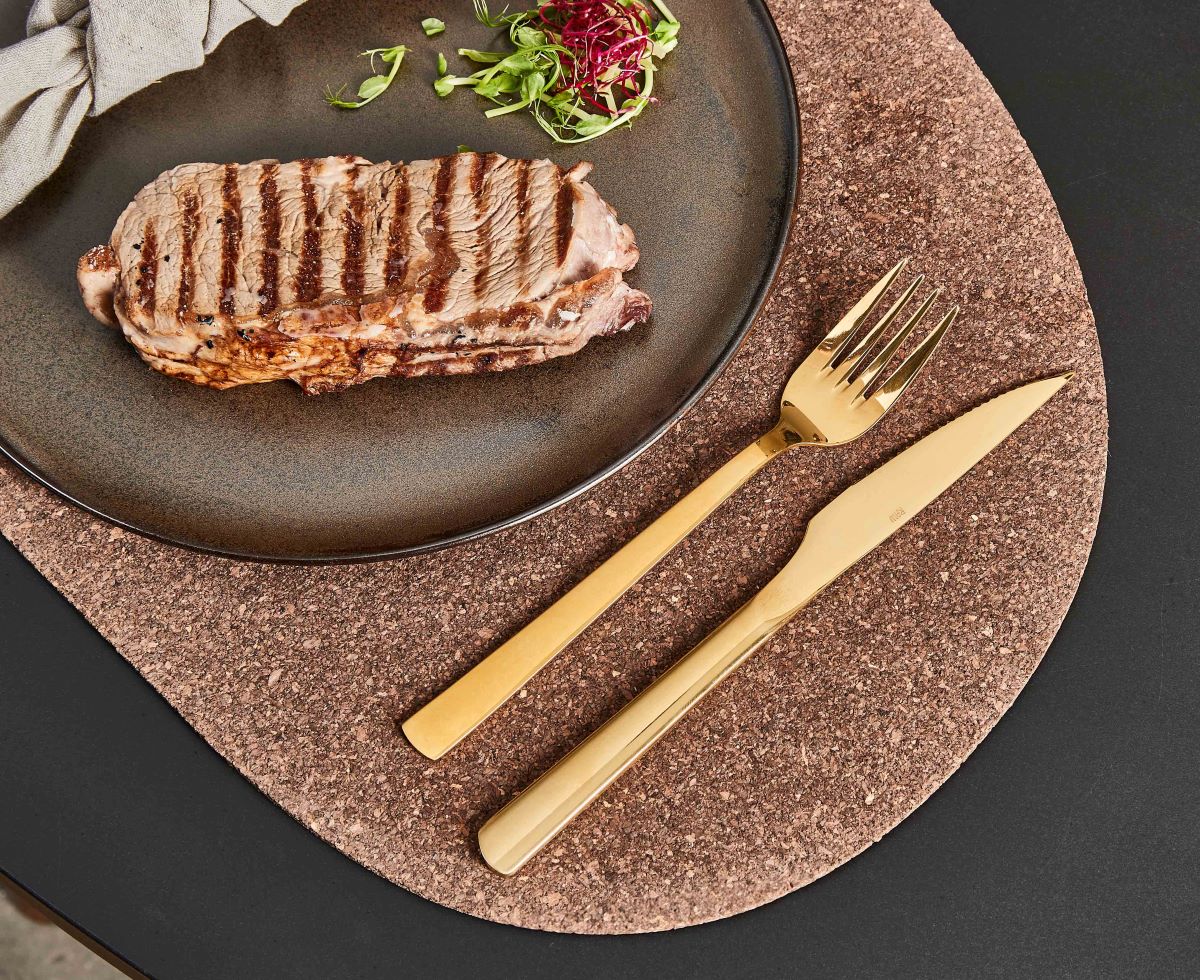 Raw steak bestiksæt 8 dele - guld