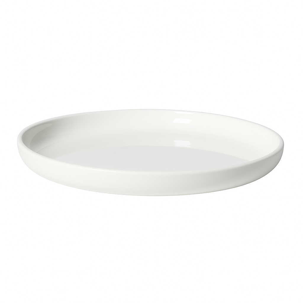 Tallerken i genanvendt plast Ø 22 cm. hvid