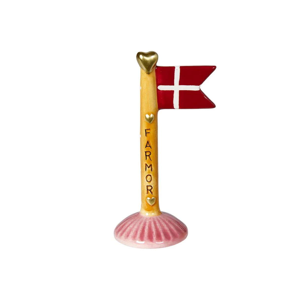 Keramik flag Farmor orange/lyserød 14 cm.