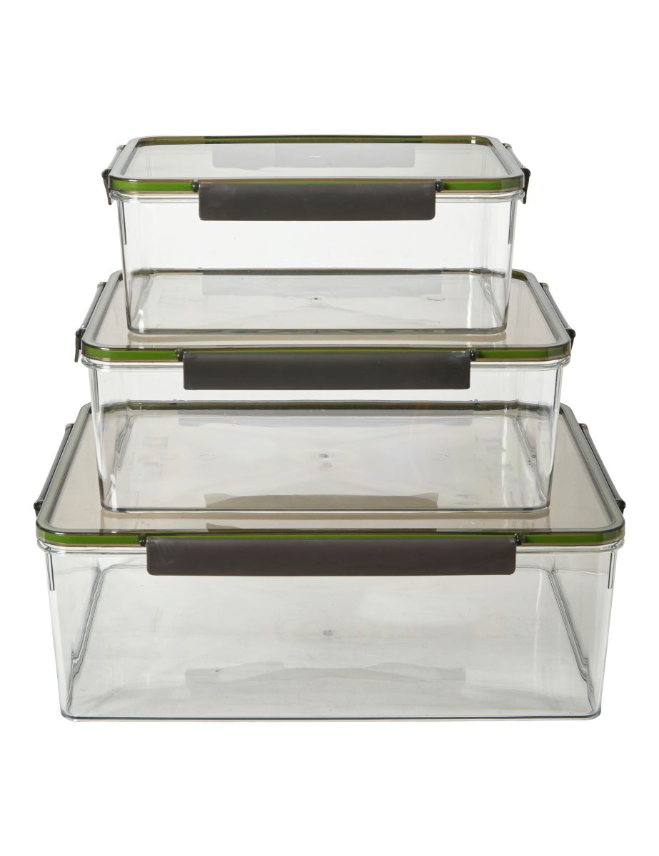 Madopbevaring S/3 27,3x18,5x10 cm plast klar/sort/grøn