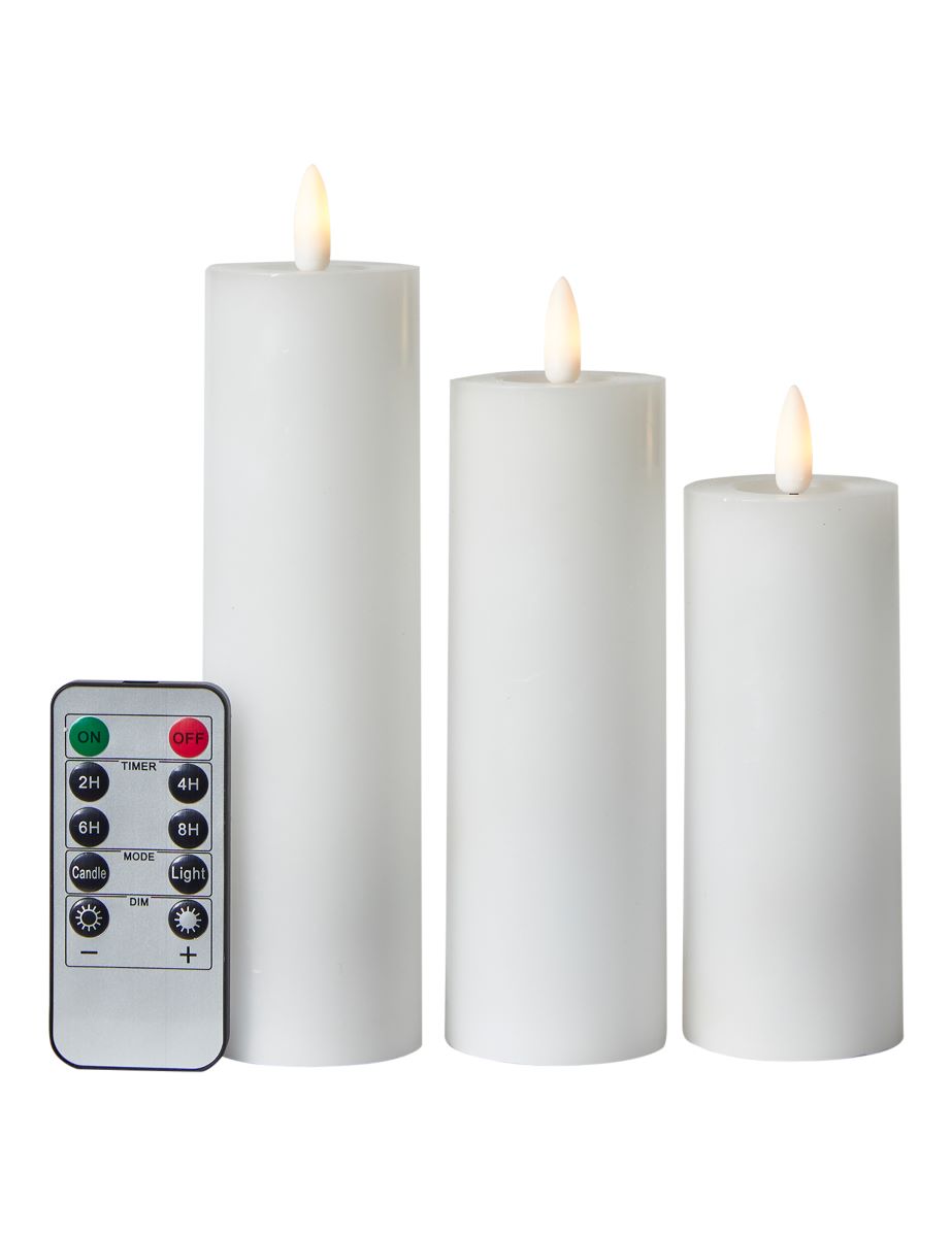 Conzept Bloklys Ø5x12,5-15-17,5 cm. hvid