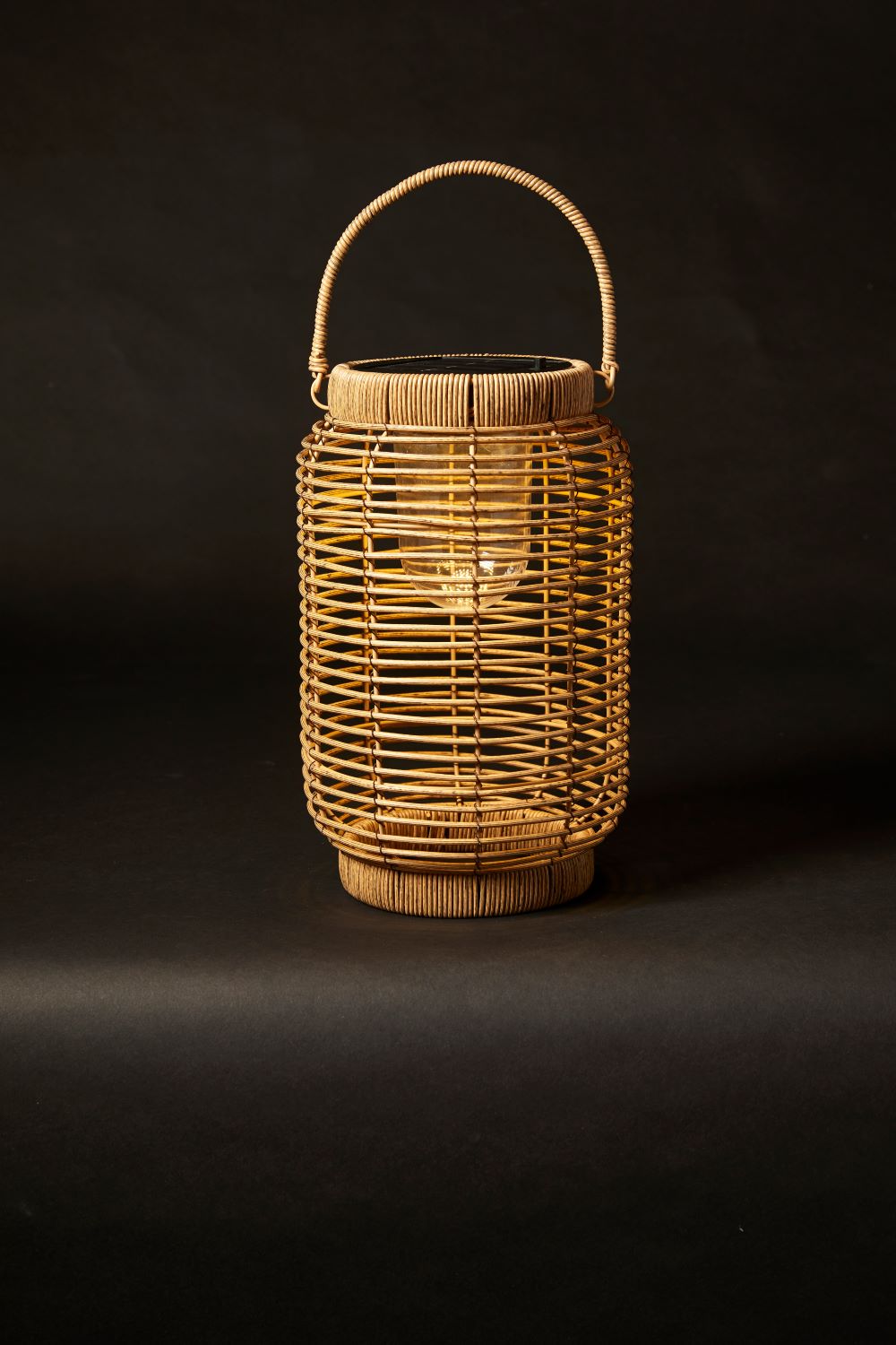 Lanterne med solcelle pære Ø22 H30 cm. brun