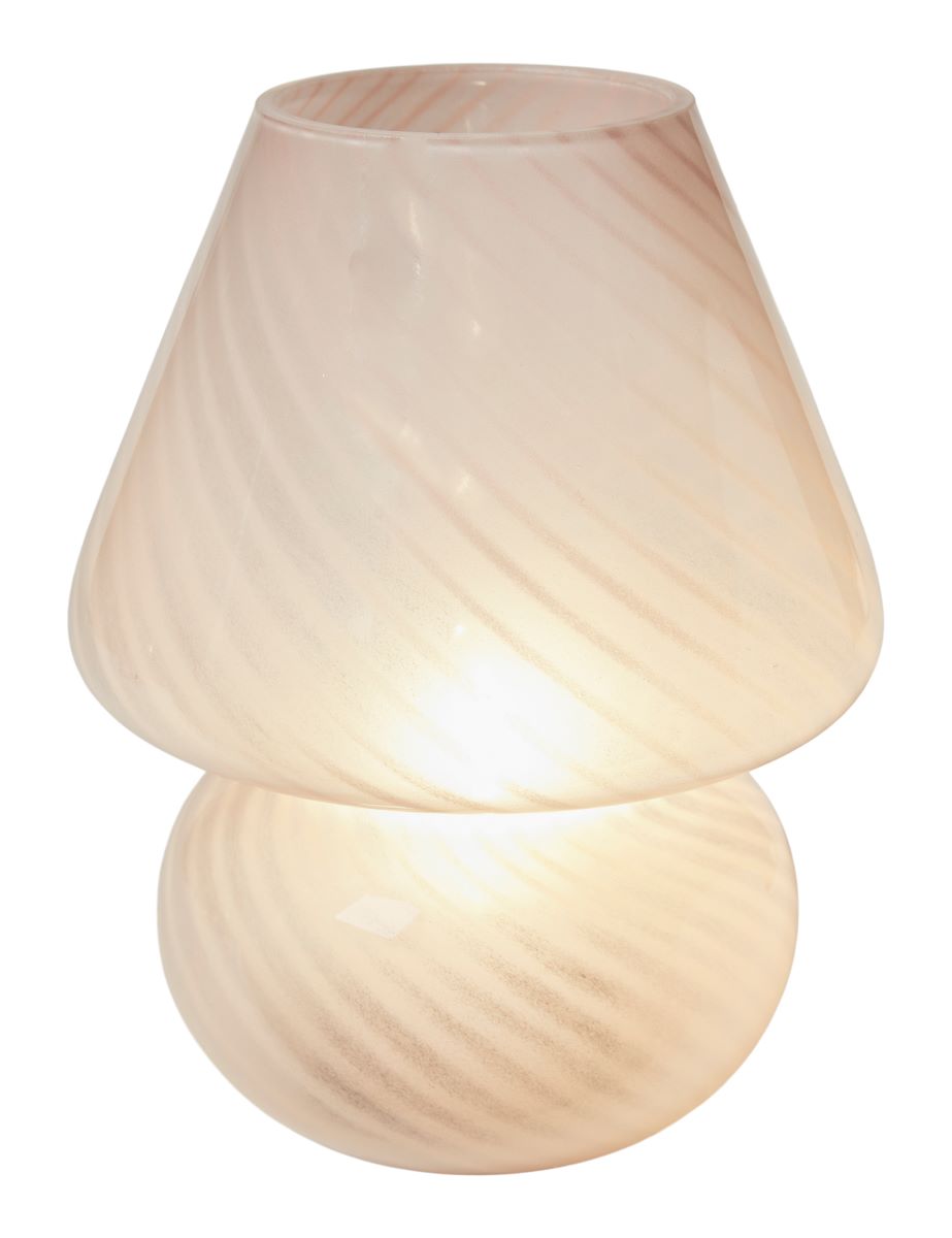 Bordlampe til batteri glas strib rosa Ø17xH21,5 cm.