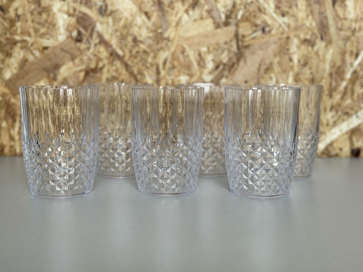 Vandglas 6 stk. -  klar plast