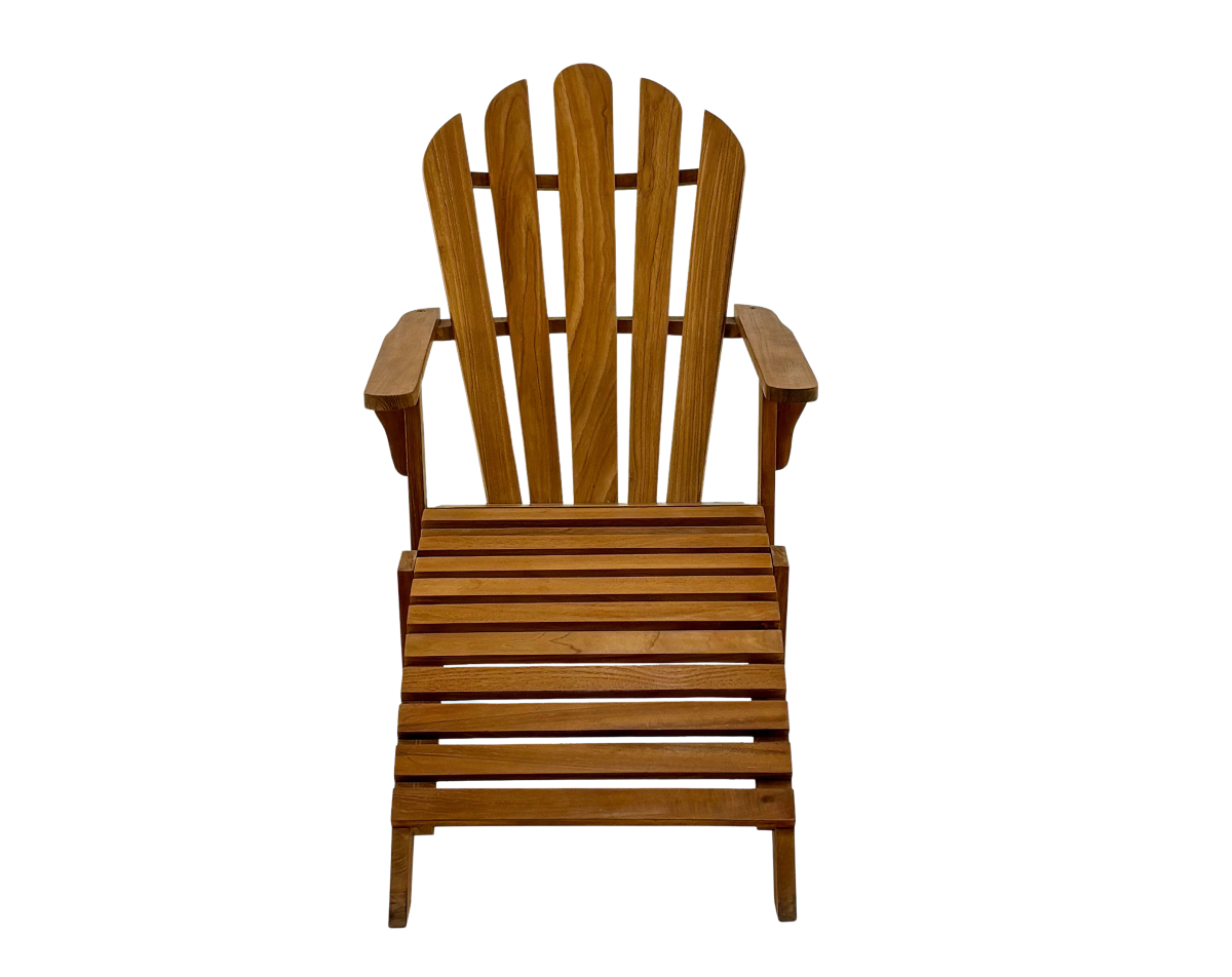 New York dækstol med fodstøtte i kerneteak