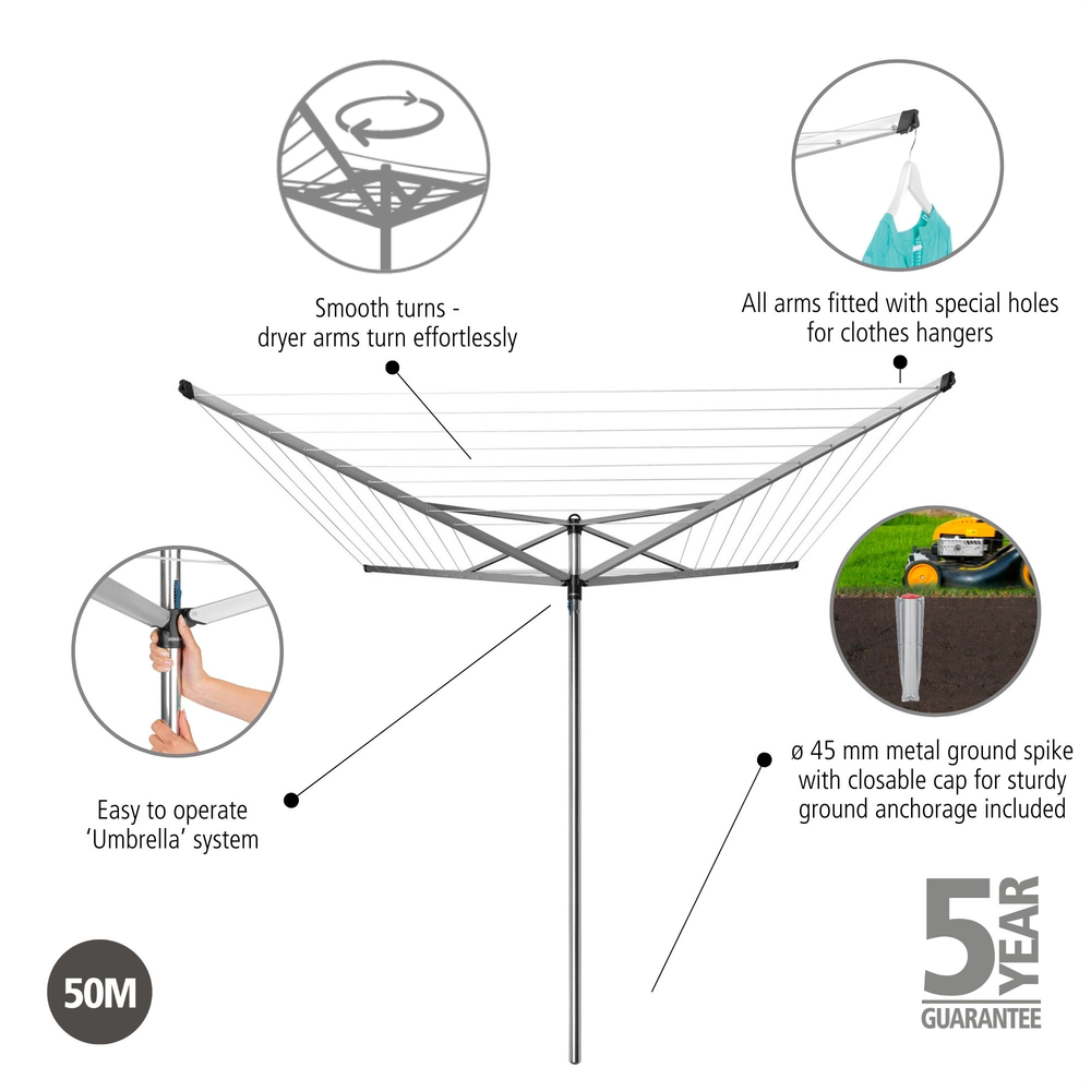 Tørrestativ Topspinner 50 mtr.