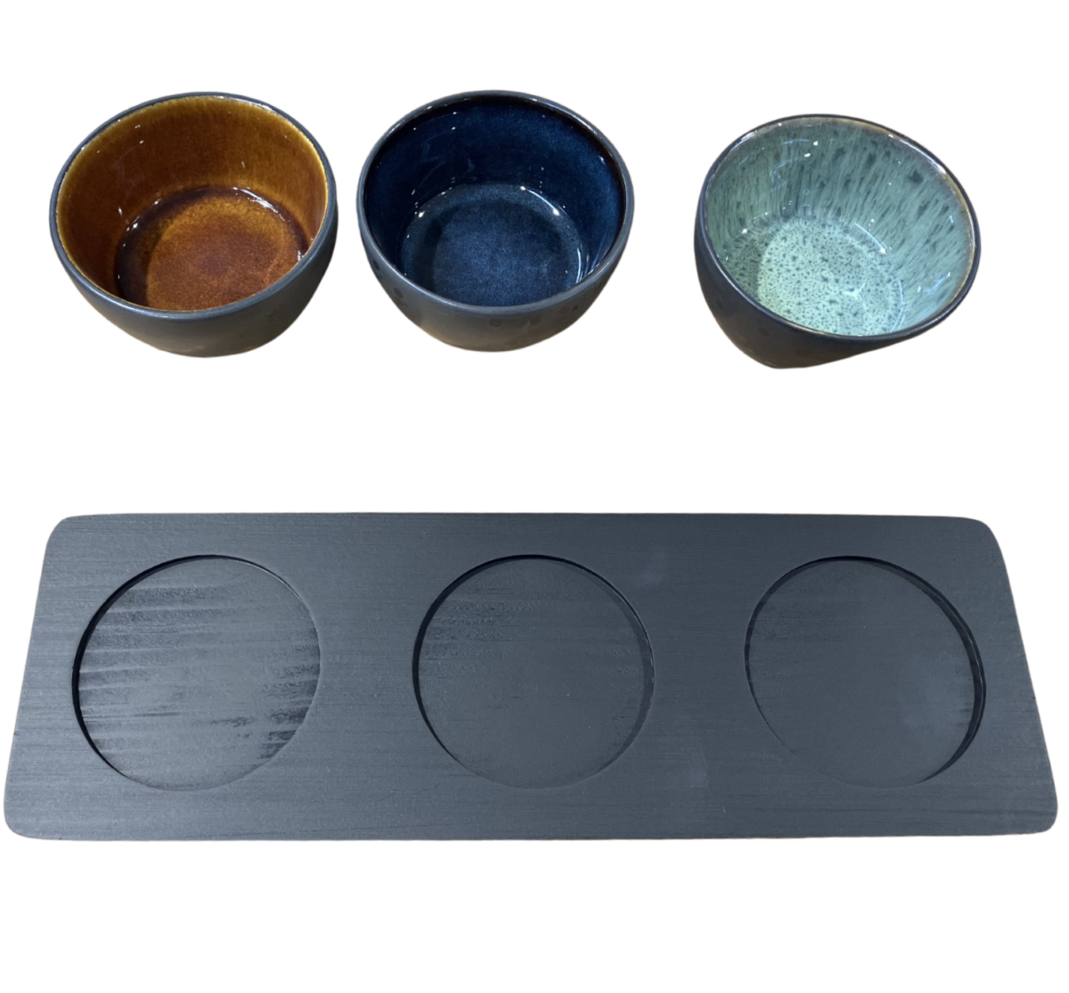 Bitz Cabaretsæt  4 dele Sort med mørkblå, grøn, amber