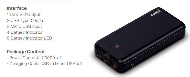 Powerbank Verico Guard  XL 20K 20000 mAh