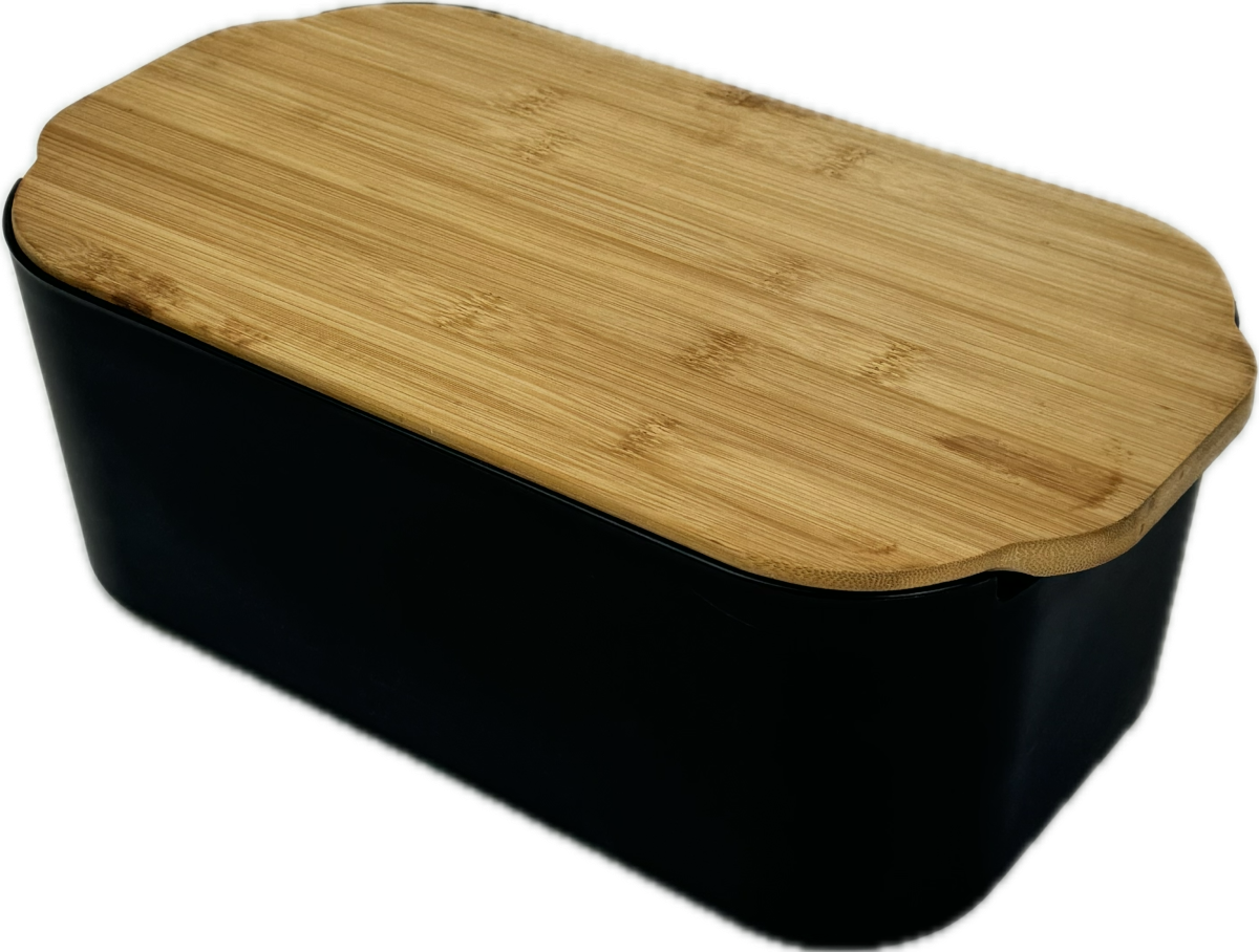 Conzept brødkasse sort plast/ bambuslåg 33x18,5x12cm/4,5 L