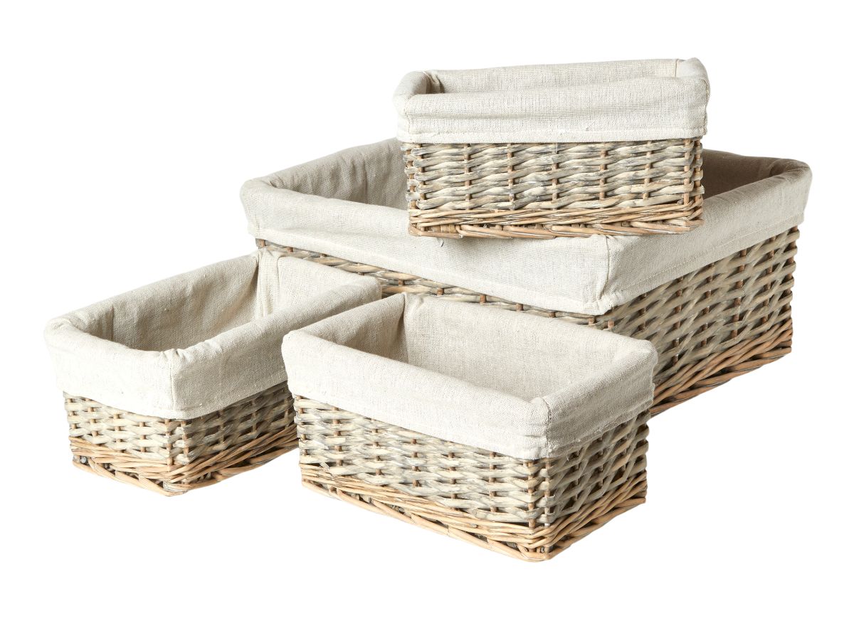 Da'core Kurvesæt med stof 40x30x15 + 3x 24x14x11  - 4 dele