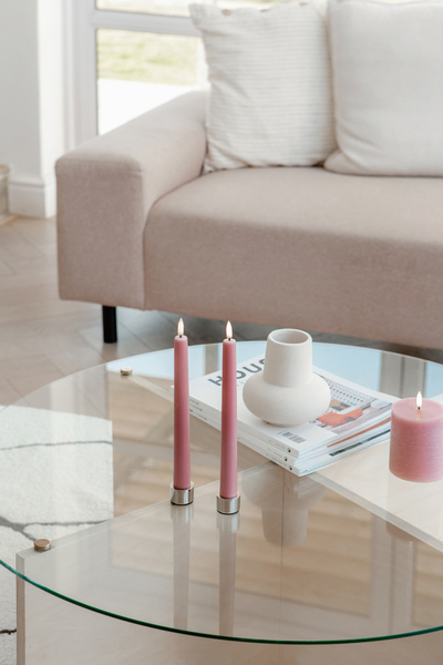 Uyuni Kronelys 25cm. Dusty Rose