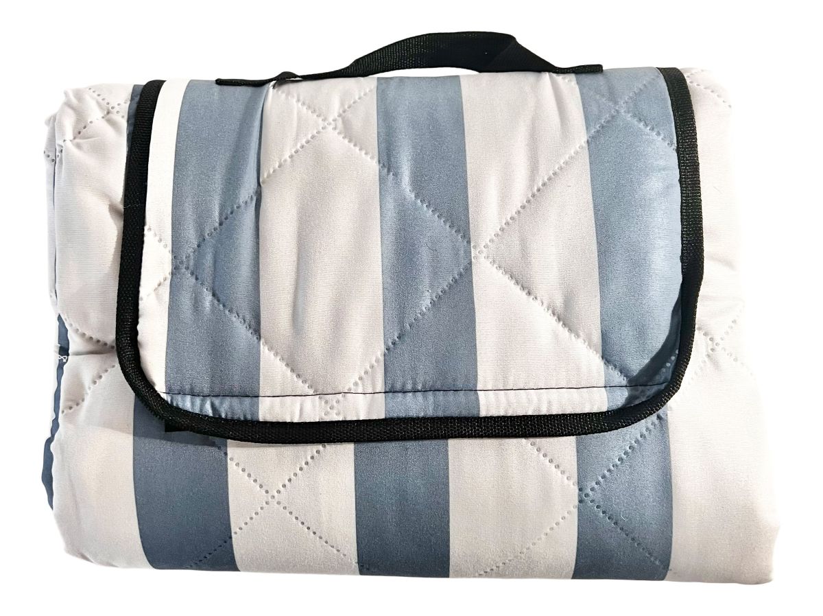 Picnictæppe 150x200 cm. Blå/Hvid strib