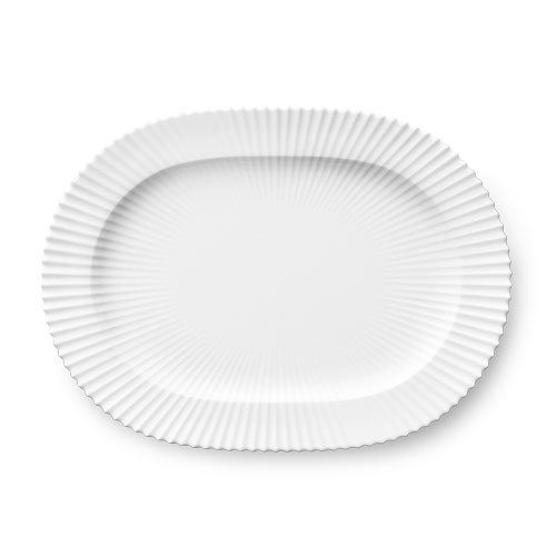 Lyngby Oval Serveringsfad 33 cm Klar Hvi