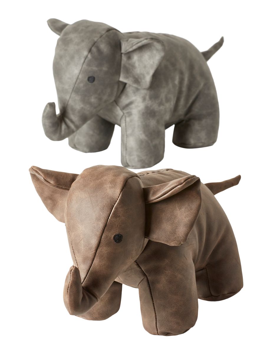 Dørstopper elefant 25 cm 2 ass. grå/brun