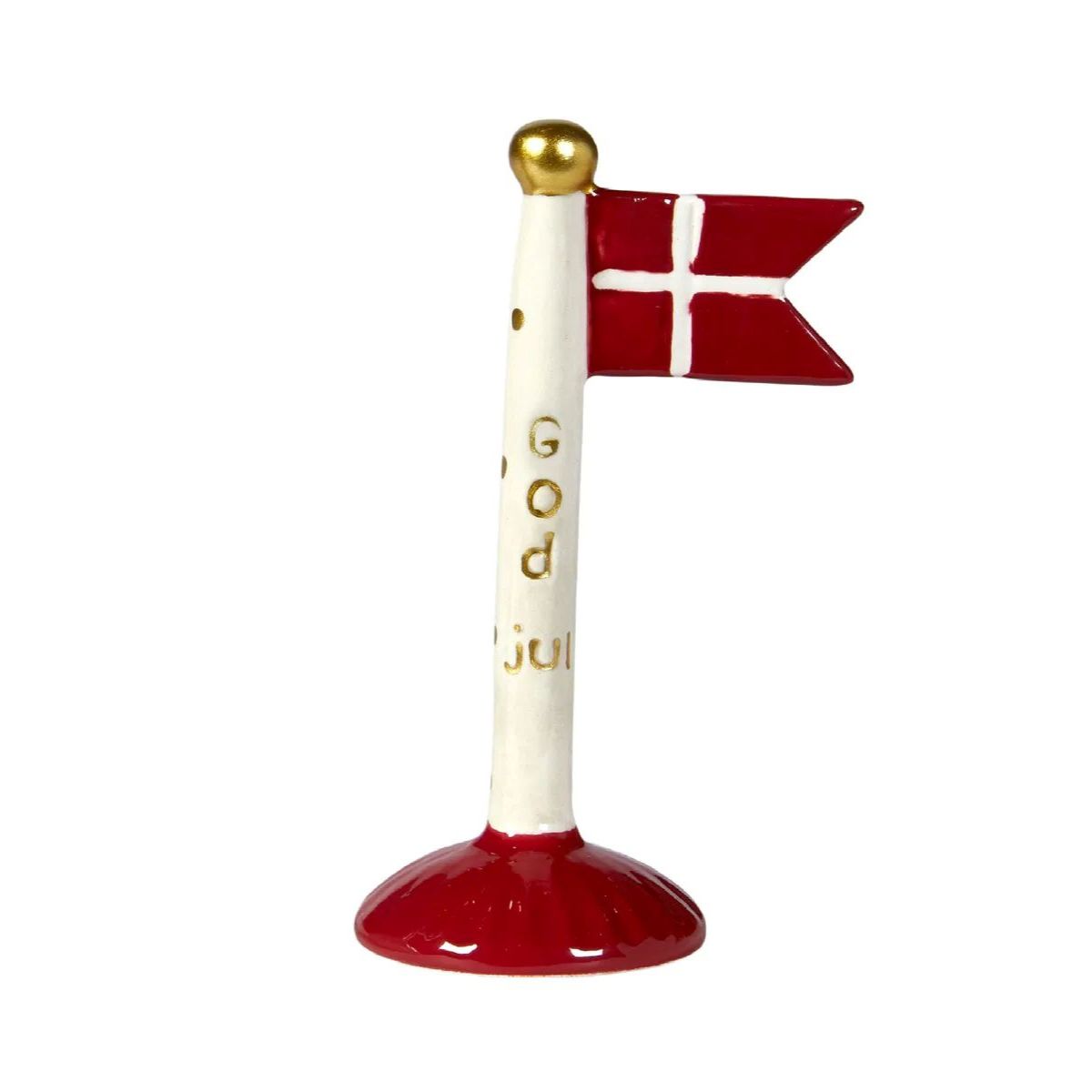Keramik flag God Jul rød fod 14 cm.
