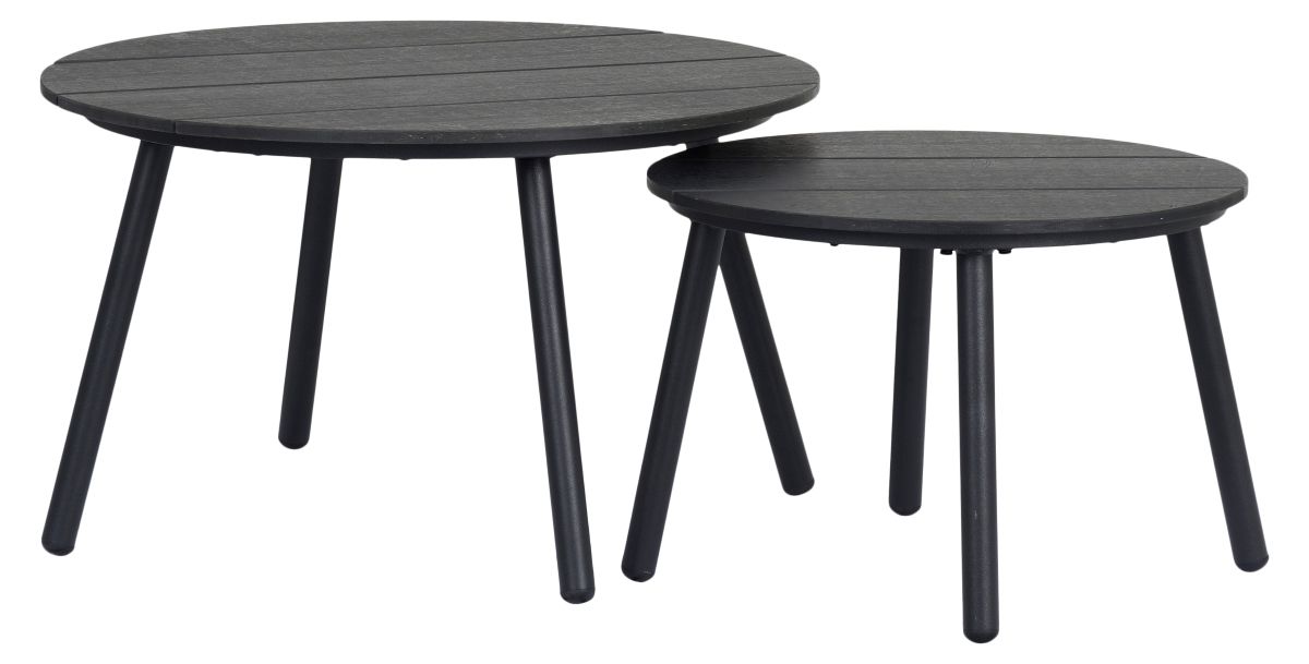 Manfred Sofasæt til haven 2 stole, sofa og borde sofa sort med lyse hynder