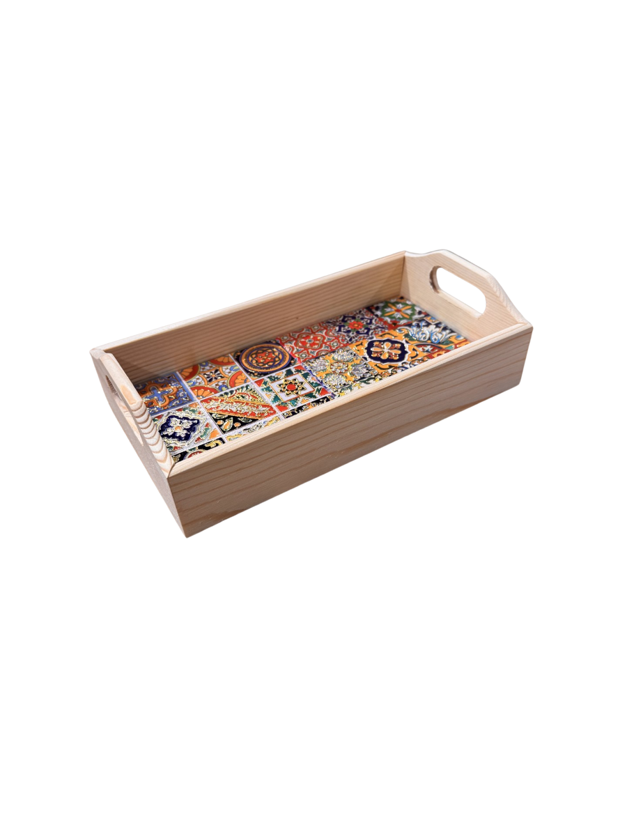 Serveringsbakke i keramik assorteret 22x11,5x6,5 cm. 