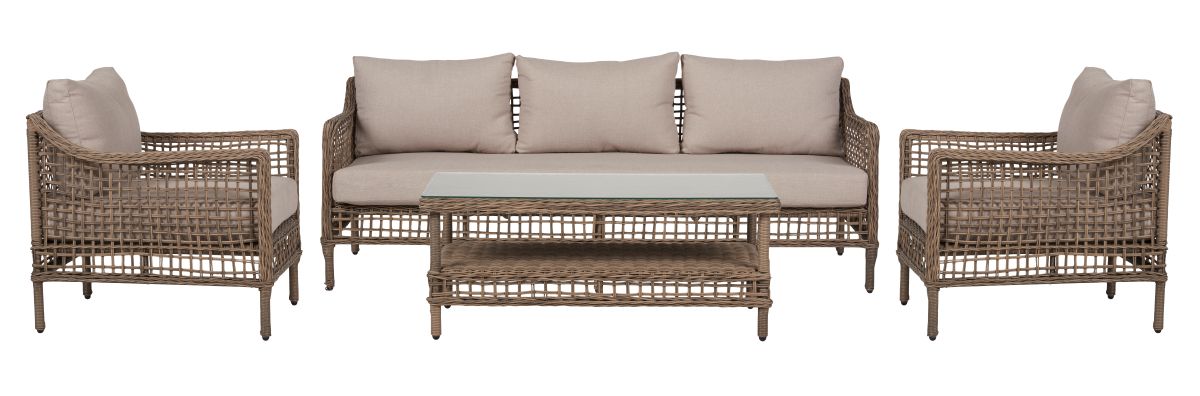 Chester Sofasæt 4 dele inkl. vandtætte hynder brun/sand