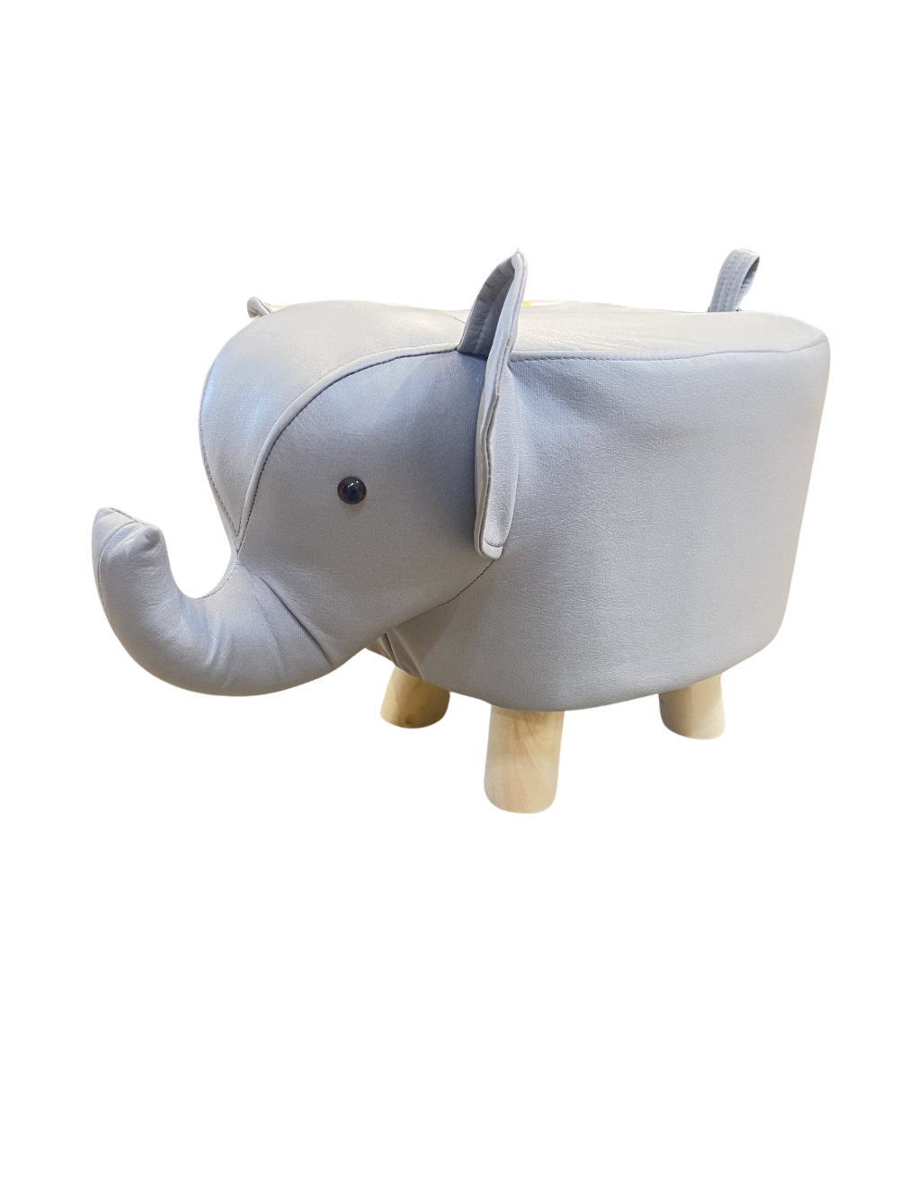 Elefant skammel m/træben grå 50x25x30 cm.