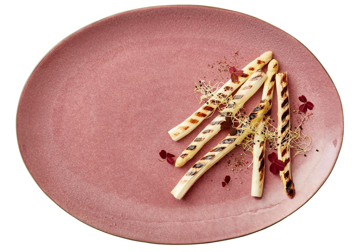 Bitz Ovalt fad 45x34 cm grå/lyserød