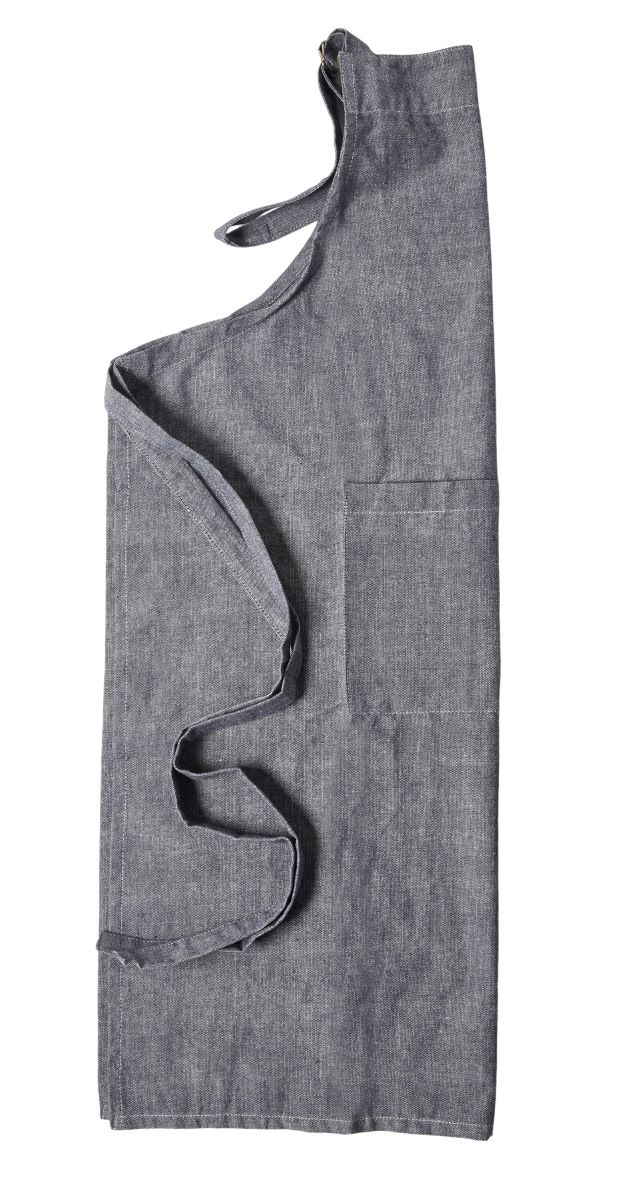 Grillforklæde med lomme uni cross blå