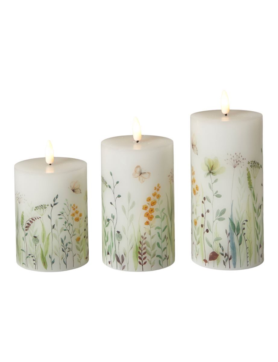 Da'core LED bloklys sæt m/3 stk. inkl fjernbetjening - Vild Flora