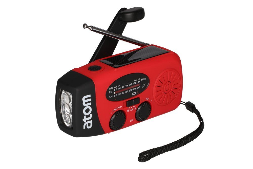 FM/AM radio med håndsving og solceller