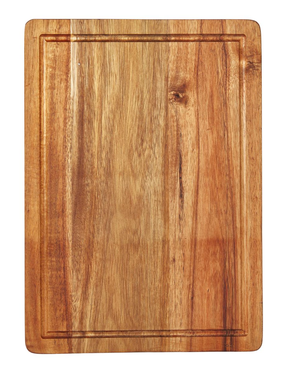 Skærebræt med saftrille Akacie træ 35x25x1,9 cm. Natur