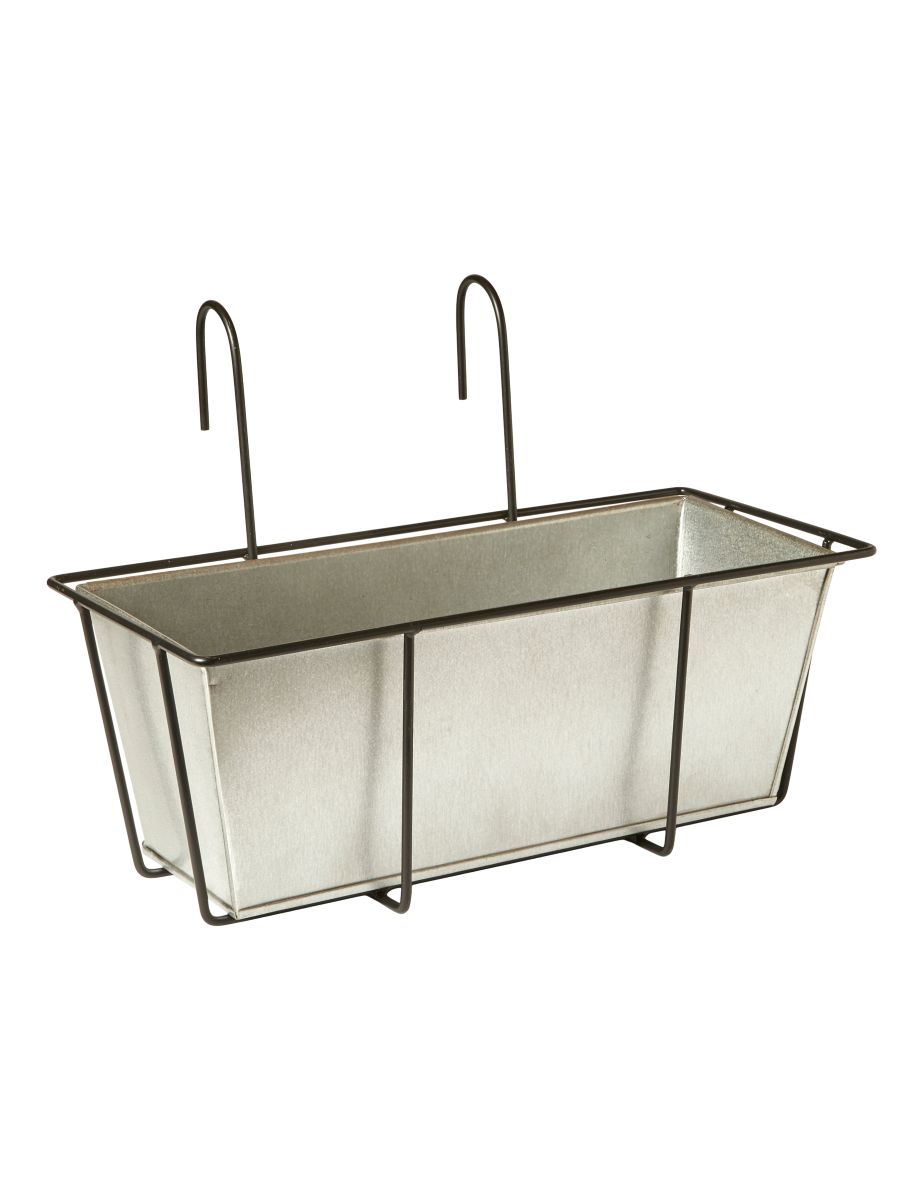 Altankasse zink med sort metalholder 40 cm.