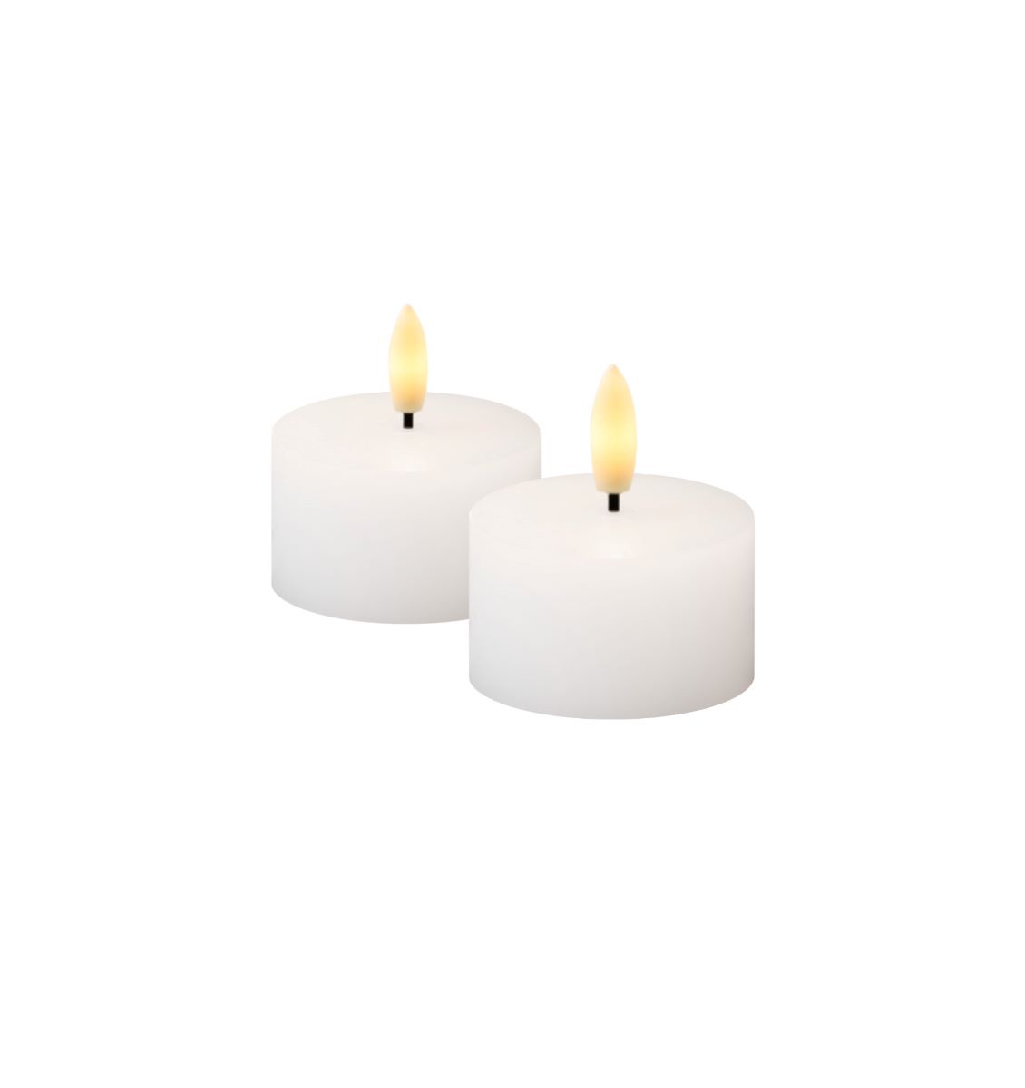 Sille Genopladelig LED fyrfadslys Ø6xH3,4 cm. 2 stk. - hvid