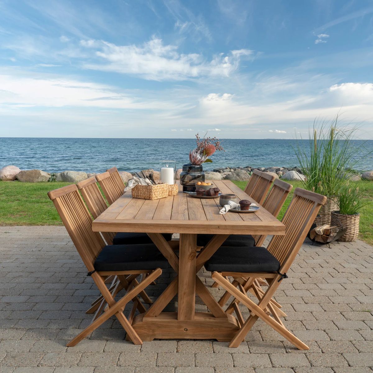 Volos Havebord Plank teak 100x240x75 cm. natur