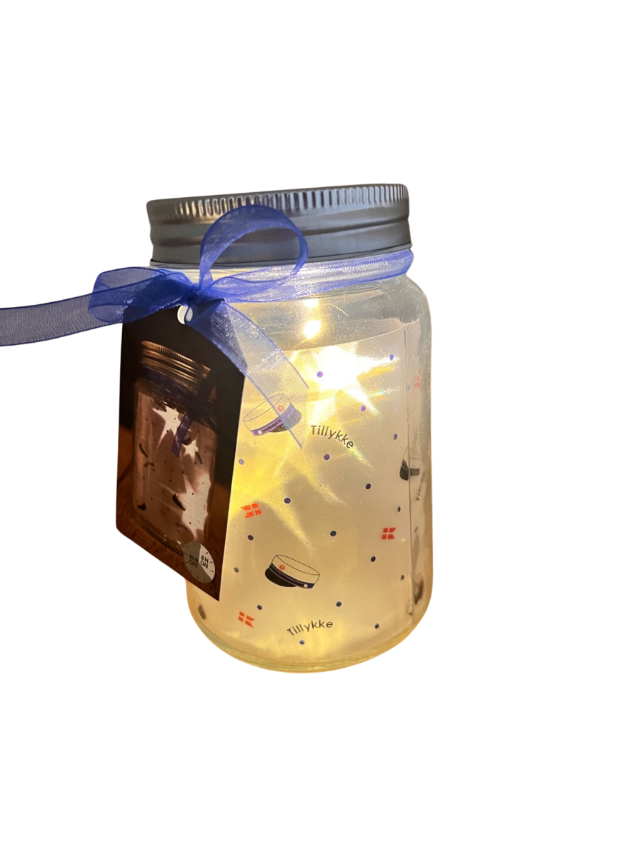 Glas med LED lys - blå student