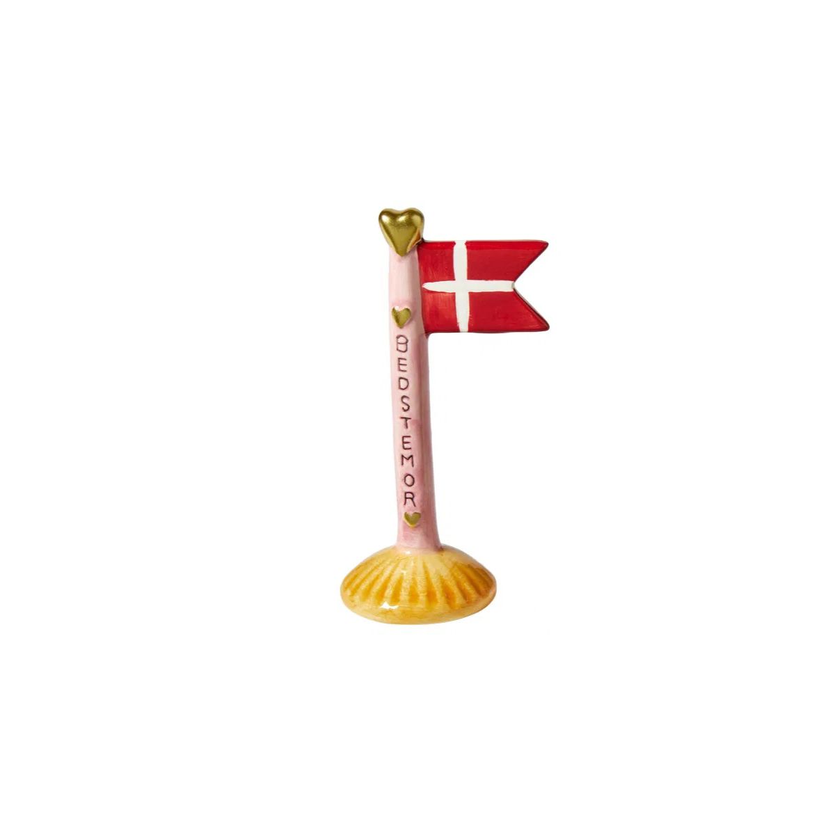 Keramik flag Bedstemor lyserød/gul 14 cm.
