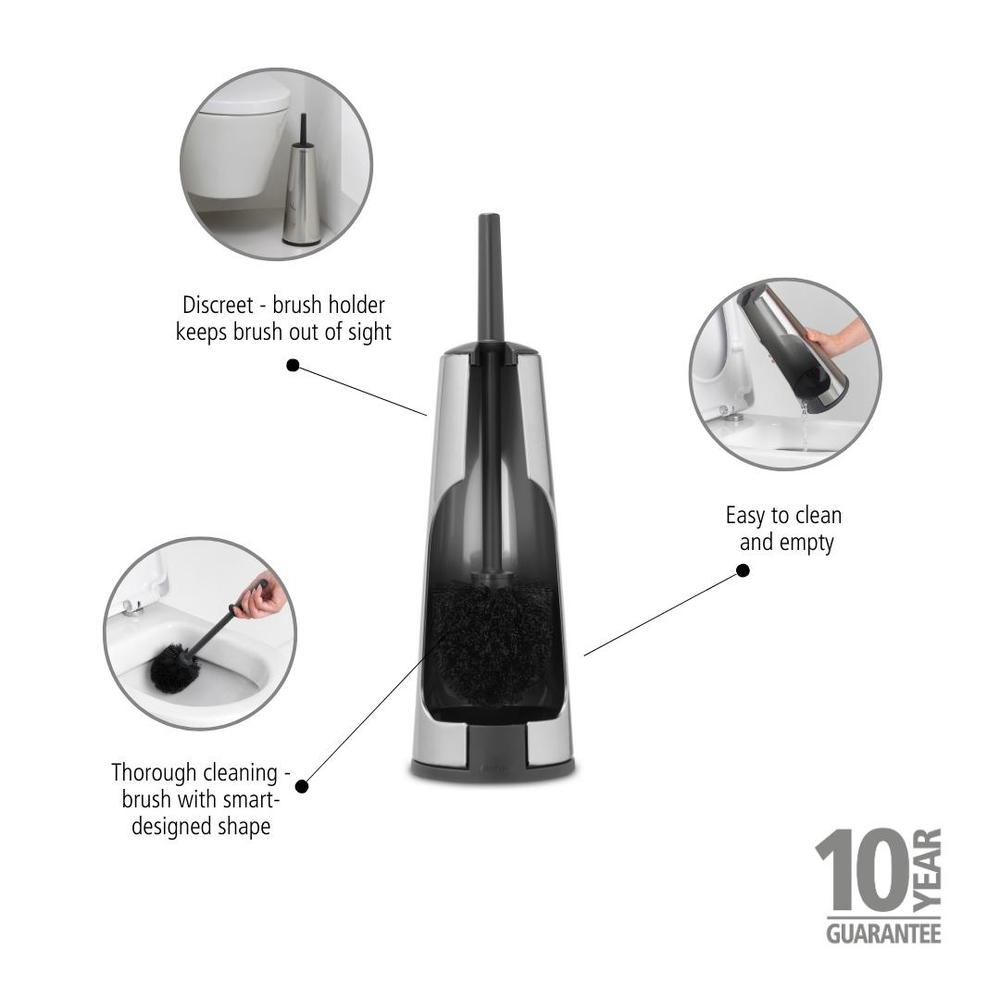 Toiletbørste med holder Mat stål/ sort