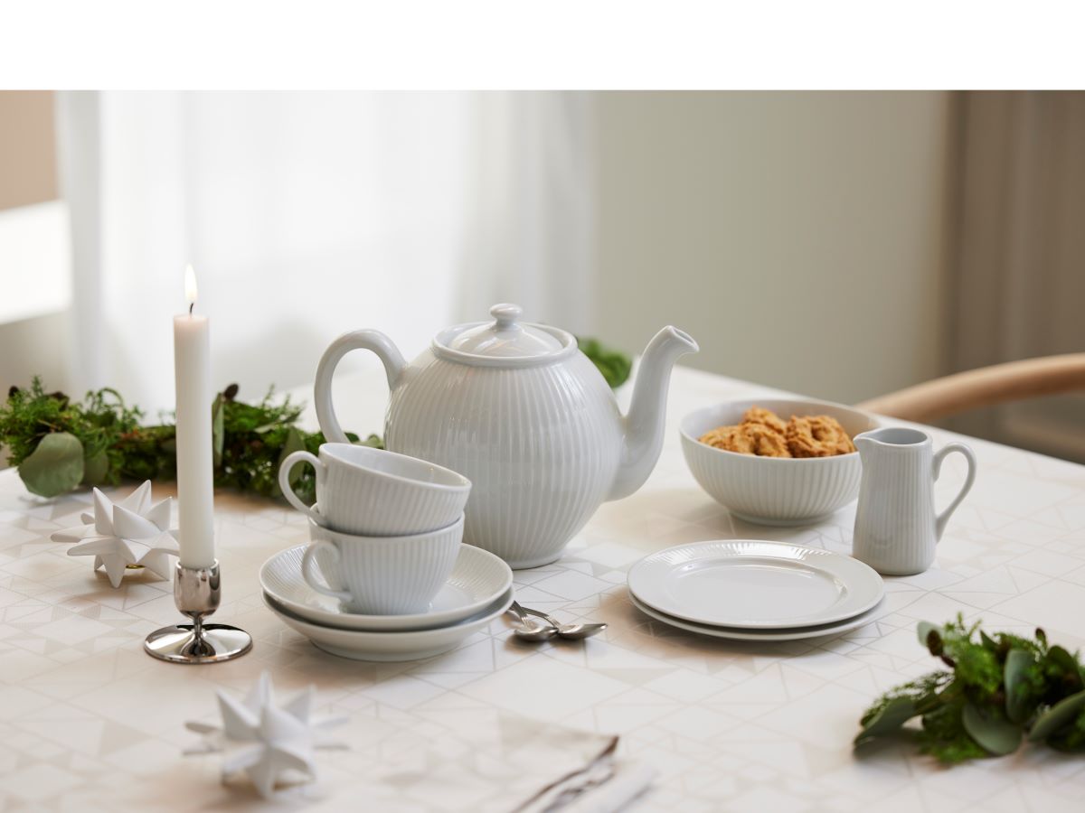 Tallerken flad Plissé 17 cm Hvid